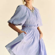 Davi & Dani Back Button Puff Sleeve Mini Dress-Dresses-Trendsi-[option4]-[option5]-[option6]-[option7]-[option8]-Shop-Boutique-Clothing-for-Women-Online