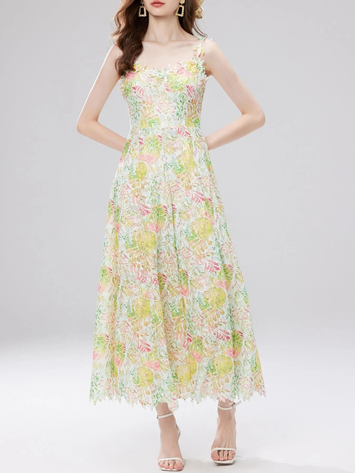 Floral Lace Sleeveless V-Neck Midi Dress-Dresses-Trendsi-[option4]-[option5]-[option6]-[option7]-[option8]-Shop-Boutique-Clothing-for-Women-Online