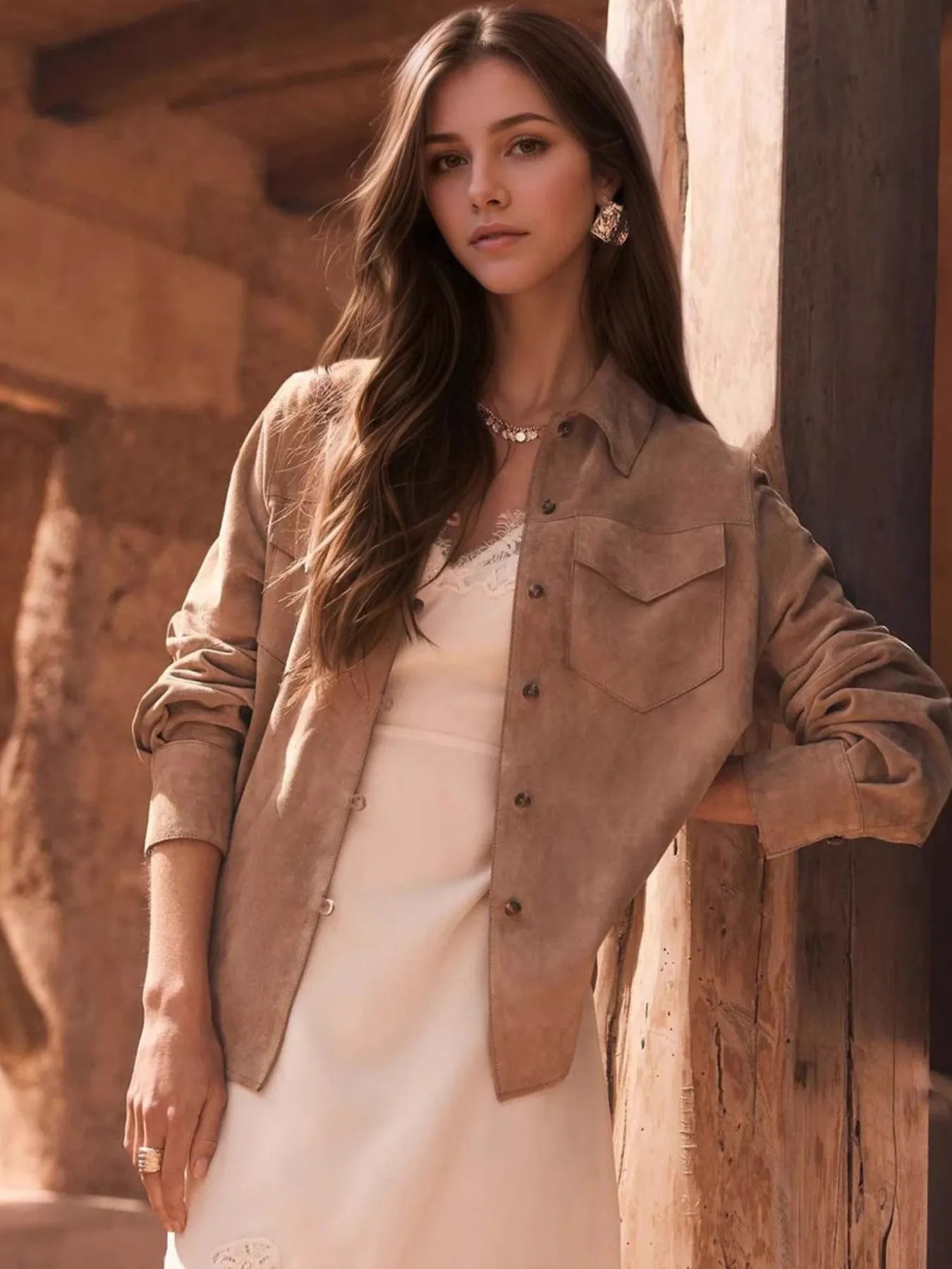 Button Front Long Sleeve Jacket-Coats & Jackets-Trendsi-[option4]-[option5]-[option6]-[option7]-[option8]-Shop-Boutique-Clothing-for-Women-Online