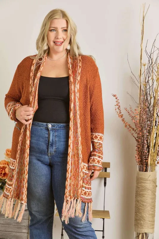 ADORA Full Size Fringe Hem Aztec Border Cardigan-Cardigan-Trendsi-[option4]-[option5]-[option6]-[option7]-[option8]-Shop-Boutique-Clothing-for-Women-Online