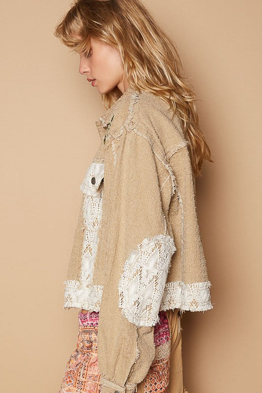 POL Crochet Patch Embroidered Button Up Jacket-Trendsi-[option4]-[option5]-[option6]-[option7]-[option8]-Shop-Boutique-Clothing-for-Women-Online