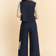 Davi & Dani Lace Patch Open Front Denim Vest-Vest-Trendsi-[option4]-[option5]-[option6]-[option7]-[option8]-Shop-Boutique-Clothing-for-Women-Online