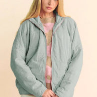 Davi & Dani Quilted Zip Up Dropped Shoulder Jacket-Jacket-Trendsi-GREY BLUE-S-[option4]-[option5]-[option6]-[option7]-[option8]-Shop-Boutique-Clothing-for-Women-Online