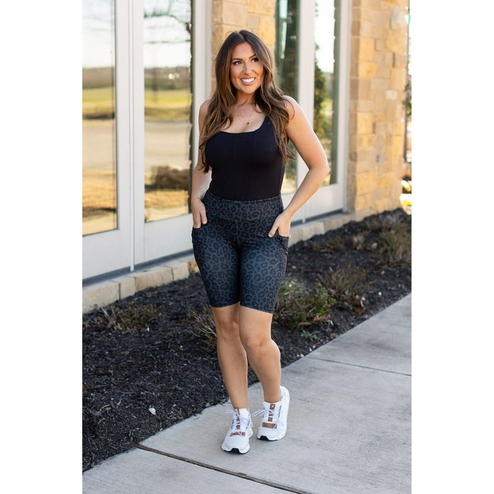 Black LEOPARD BIKER SHORTS - Luxe Leggings by Julia Rose®-JuliaRoseWholesale-Black LEOPARD-TC2 (Tall & Curvy+) Sizes 20-28-[option4]-[option5]-[option6]-[option7]-[option8]-Shop-Boutique-Clothing-for-Women-Online