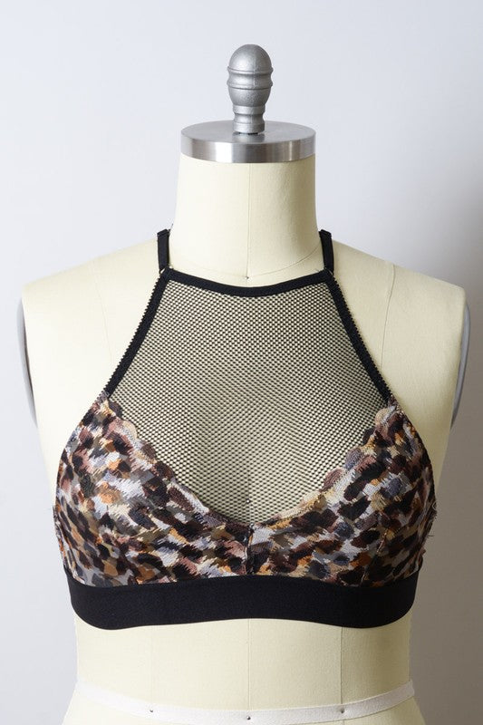 Plus Size Mesh Print High Neck Bralette-Leto Accessories-[option4]-[option5]-[option6]-[option7]-[option8]-Shop-Boutique-Clothing-for-Women-Online