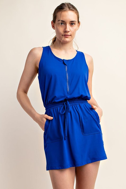 Butter Soft Half Hip Sleeveless Romper Dress in Royal Blue-Womens-Ave Shops-[option4]-[option5]-[option6]-[option7]-[option8]-Shop-Boutique-Clothing-for-Women-Online