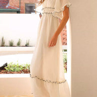 Ruffled Short Sleeve Tiered Maxi Dress-Dresses-Trendsi-[option4]-[option5]-[option6]-[option7]-[option8]-Shop-Boutique-Clothing-for-Women-Online