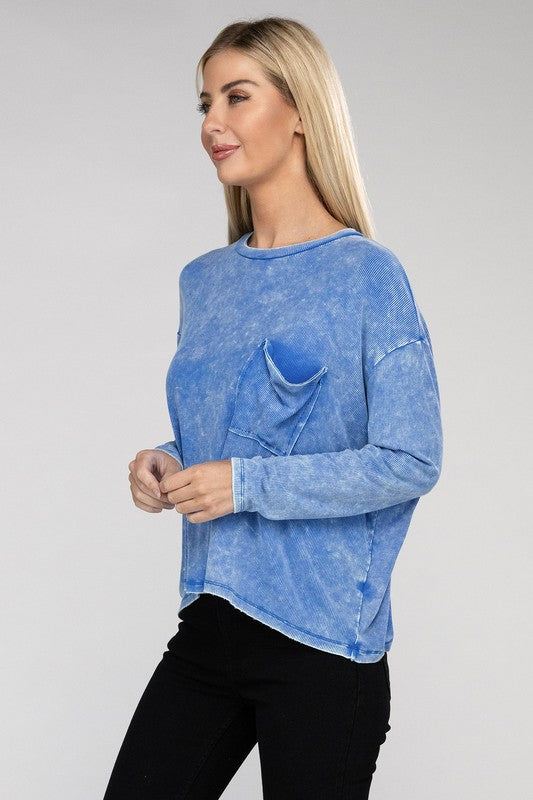 Zenana Washed Ribbed Dolman Sleeve Round Neck Top-ZENANA-[option4]-[option5]-[option6]-[option7]-[option8]-Shop-Boutique-Clothing-for-Women-Online