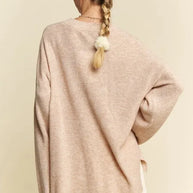 Davi & Dani High-Low Round Neck Drop Shoulder Sweater-Sweater-Trendsi-[option4]-[option5]-[option6]-[option7]-[option8]-Shop-Boutique-Clothing-for-Women-Online