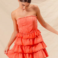 SO ME Strapless Ruffle Layered Game Day Cheer Up Dress-Dresses-Trendsi-[option4]-[option5]-[option6]-[option7]-[option8]-Shop-Boutique-Clothing-for-Women-Online