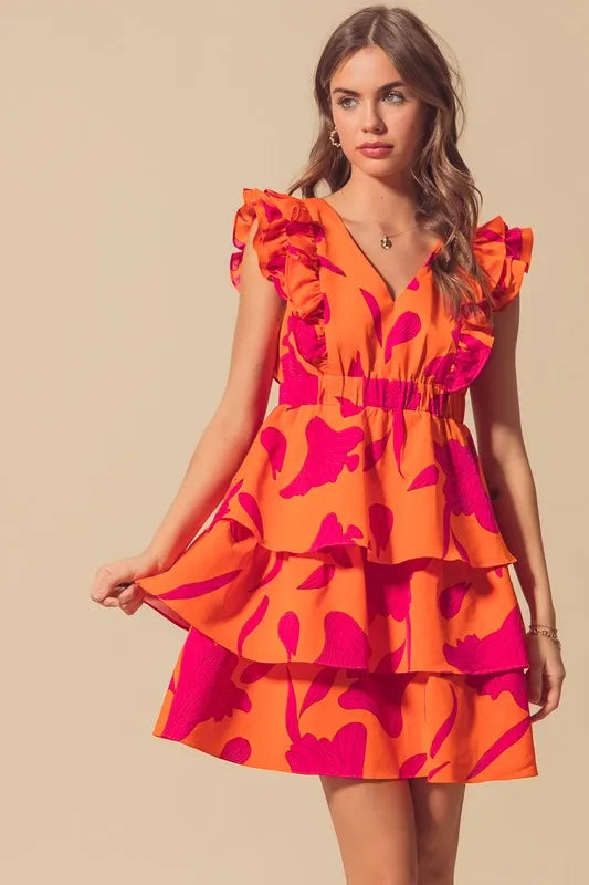 SO ME Floral V Neck Layered Dress with Elasticized Waist-Dresses-Trendsi-[option4]-[option5]-[option6]-[option7]-[option8]-Shop-Boutique-Clothing-for-Women-Online