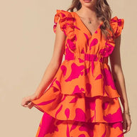 SO ME Floral V Neck Layered Dress with Elasticized Waist-Dresses-Trendsi-[option4]-[option5]-[option6]-[option7]-[option8]-Shop-Boutique-Clothing-for-Women-Online