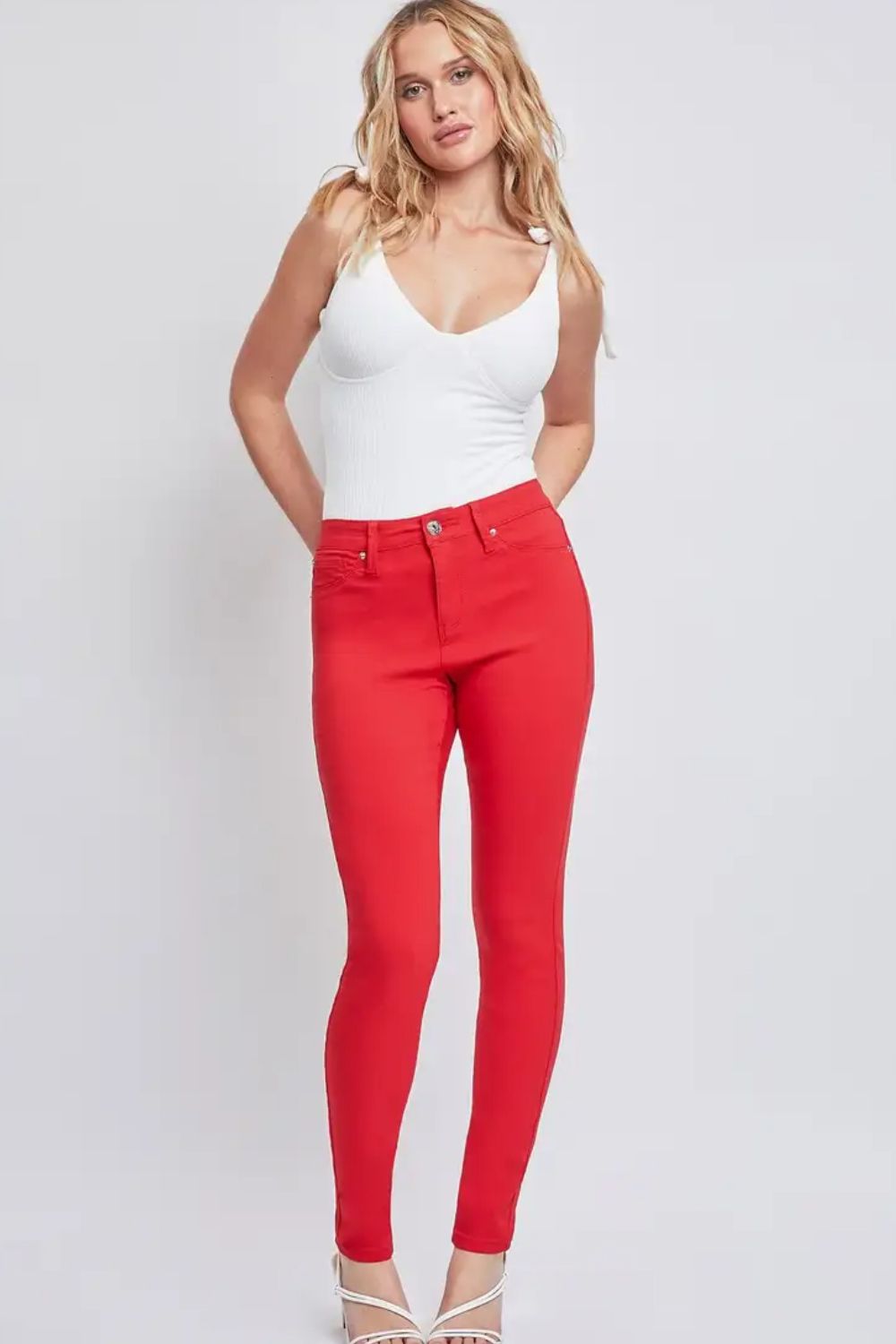 YMI Jeanswear Hyperstretch Mid-Rise Skinny Jeans-Trendsi-Ruby Red-S-[option4]-[option5]-[option6]-[option7]-[option8]-Shop-Boutique-Clothing-for-Women-Online