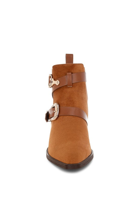 Raveta Microfiber Buckle Strap Western Boots-Rag Company-[option4]-[option5]-[option6]-[option7]-[option8]-Shop-Boutique-Clothing-for-Women-Online