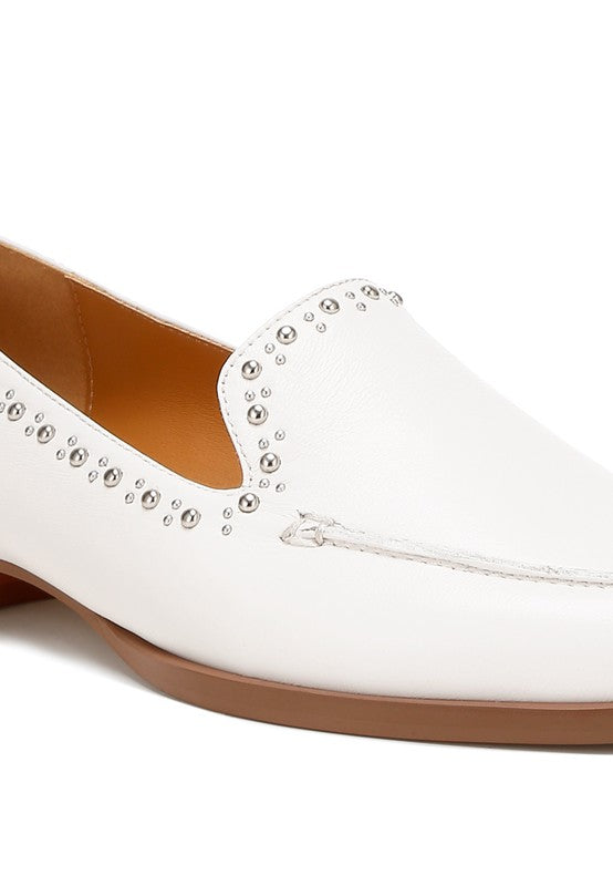 Wolferton Delicate Stud Detail Leather Loafers-Rag Company-[option4]-[option5]-[option6]-[option7]-[option8]-Shop-Boutique-Clothing-for-Women-Online