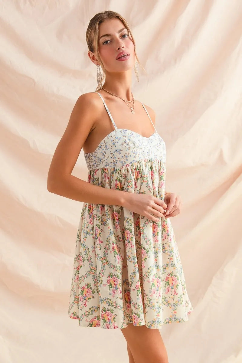 SO ME Mixed Floral Print Sleeveless Mini Dress-Dresses-Trendsi-[option4]-[option5]-[option6]-[option7]-[option8]-Shop-Boutique-Clothing-for-Women-Online