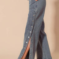 SO ME Mid Rise Drawstring Jeans with Side Snap Button-Jeans-Trendsi-[option4]-[option5]-[option6]-[option7]-[option8]-Shop-Boutique-Clothing-for-Women-Online