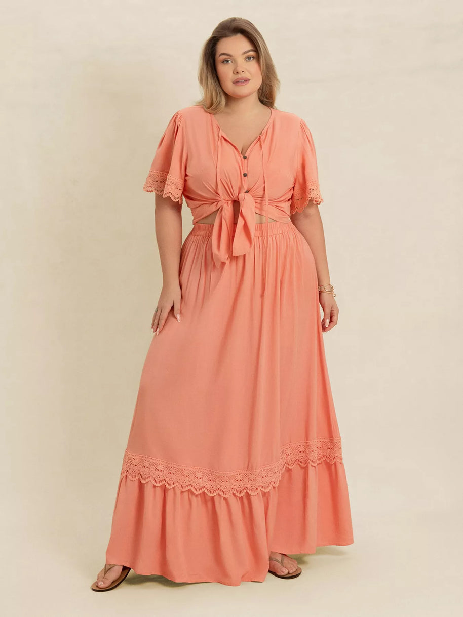 Plus Size Lace Detail Tie Neck Top and Skirt Set-2 piece set-Trendsi-[option4]-[option5]-[option6]-[option7]-[option8]-Shop-Boutique-Clothing-for-Women-Online