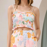 Print Ruffle Trim Cami Top and Shorts Set-Sets-Trendsi-[option4]-[option5]-[option6]-[option7]-[option8]-Shop-Boutique-Clothing-for-Women-Online