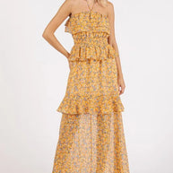 Mittoshop Ruffled Smocked Floral Halter Neck Maxi Dress-Dresses-Trendsi-[option4]-[option5]-[option6]-[option7]-[option8]-Shop-Boutique-Clothing-for-Women-Online