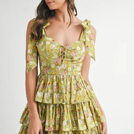 MABLE Floral Print Shoulder Tie Layered Mini Dress-Dresses-Trendsi-[option4]-[option5]-[option6]-[option7]-[option8]-Shop-Boutique-Clothing-for-Women-Online