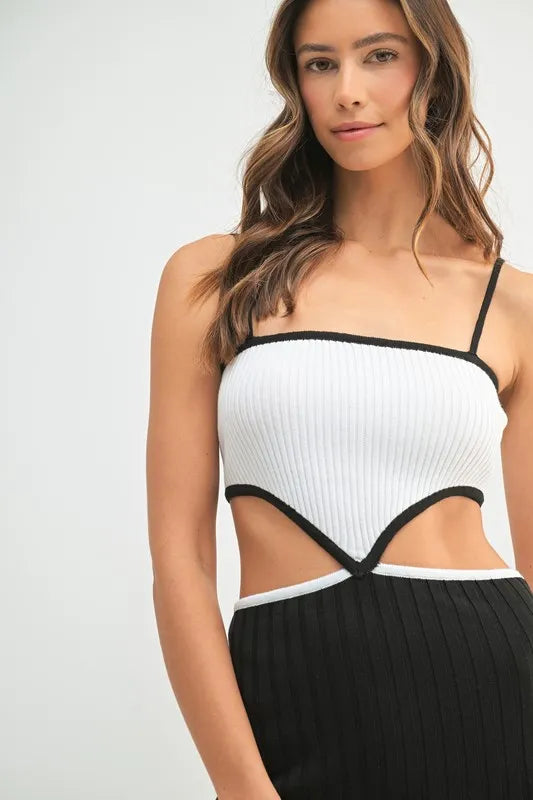 MABLE Ribbed Knit Color Block Cutout Midi Dress-Dresses-Trendsi-[option4]-[option5]-[option6]-[option7]-[option8]-Shop-Boutique-Clothing-for-Women-Online