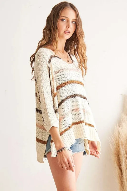 ADORA Full Size Multi Color Strip Sweater-Sweaters-Trendsi-[option4]-[option5]-[option6]-[option7]-[option8]-Shop-Boutique-Clothing-for-Women-Online