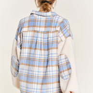 Multi plaid fuzzy sleeve jacket PLUS SIZE-Jade By Jane-[option4]-[option5]-[option6]-[option7]-[option8]-Shop-Boutique-Clothing-for-Women-Online