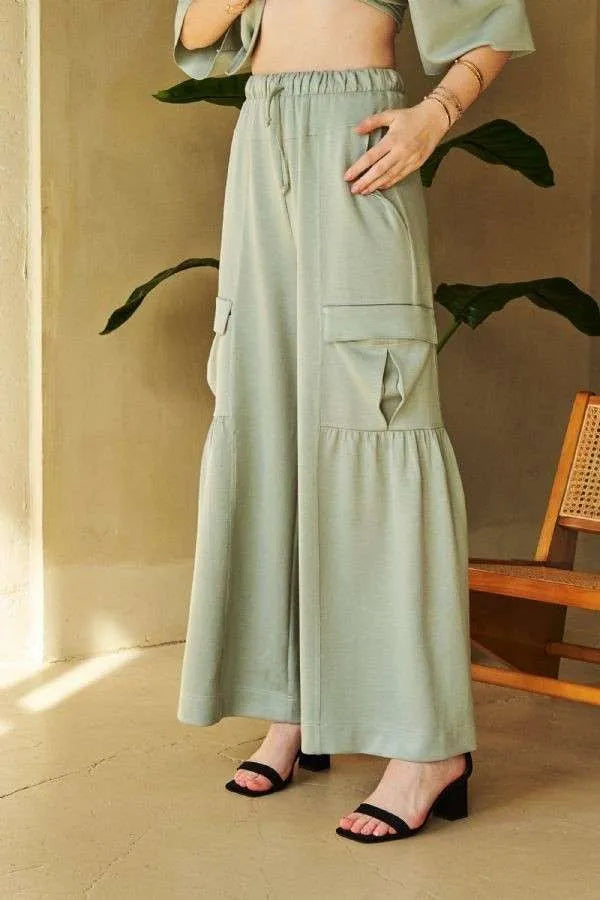 Davi & Dani Drawstring Ruched Detail Wide Leg Pants-Pants-Trendsi-[option4]-[option5]-[option6]-[option7]-[option8]-Shop-Boutique-Clothing-for-Women-Online