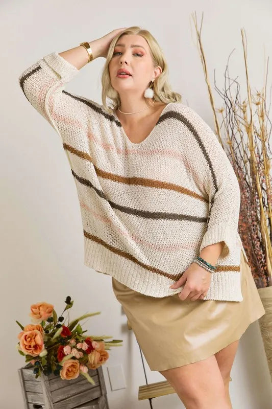 ADORA Full Size Multi Color Strip Sweater-Sweaters-Trendsi-[option4]-[option5]-[option6]-[option7]-[option8]-Shop-Boutique-Clothing-for-Women-Online