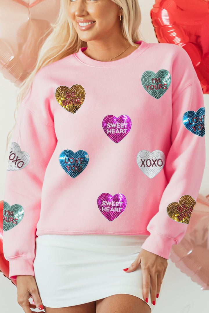 Valentine’s Day Sequin Heart Round Neck Long Sleeve Sweatshirt-Trendsi-[option4]-[option5]-[option6]-[option7]-[option8]-Shop-Boutique-Clothing-for-Women-Online