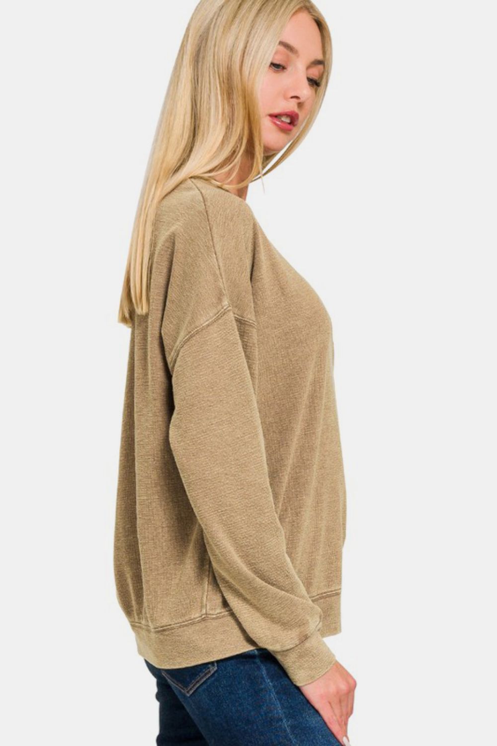 Zenana Washed Round Neck Dropped Shoulder Sweatshirt-Trendsi-[option4]-[option5]-[option6]-[option7]-[option8]-Shop-Boutique-Clothing-for-Women-Online