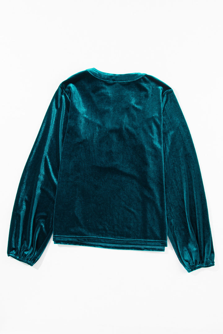 Notched Long Sleeve Velvet Top-Trendsi-[option4]-[option5]-[option6]-[option7]-[option8]-Shop-Boutique-Clothing-for-Women-Online