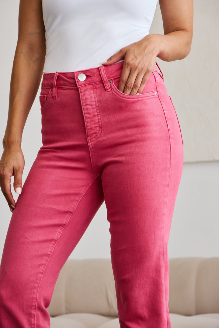 RFM Full Size Tummy Control High Waist Raw Hem Jeans-Trendsi-[option4]-[option5]-[option6]-[option7]-[option8]-Shop-Boutique-Clothing-for-Women-Online