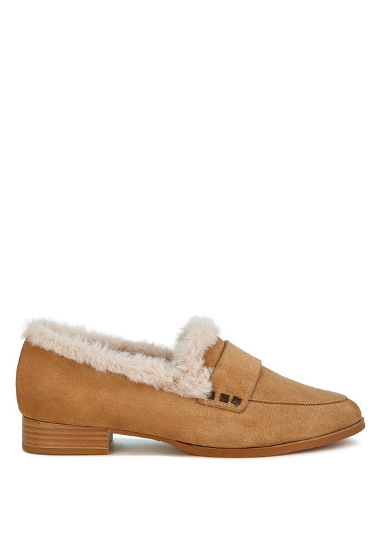 Allie Fur Trim Genuine Suede Loafers-Rag Company-[option4]-[option5]-[option6]-[option7]-[option8]-Shop-Boutique-Clothing-for-Women-Online