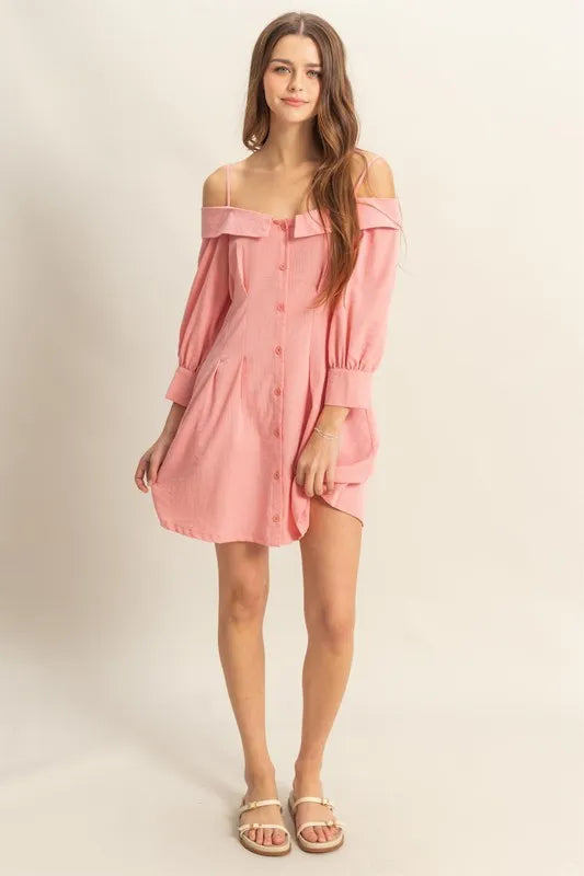 HYFVE Button Down Spaghetti Strap Mini Dress with Pockets-Dresses-Trendsi-[option4]-[option5]-[option6]-[option7]-[option8]-Shop-Boutique-Clothing-for-Women-Online