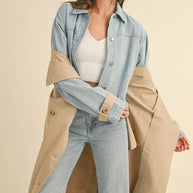 MABLE Layered Look Trench Coat With Denim Jacket-Coats & Jackets-Trendsi-[option4]-[option5]-[option6]-[option7]-[option8]-Shop-Boutique-Clothing-for-Women-Online