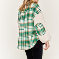 Multi plaid fuzzy sleeve jacket PLUS SIZE-Jade By Jane-[option4]-[option5]-[option6]-[option7]-[option8]-Shop-Boutique-Clothing-for-Women-Online