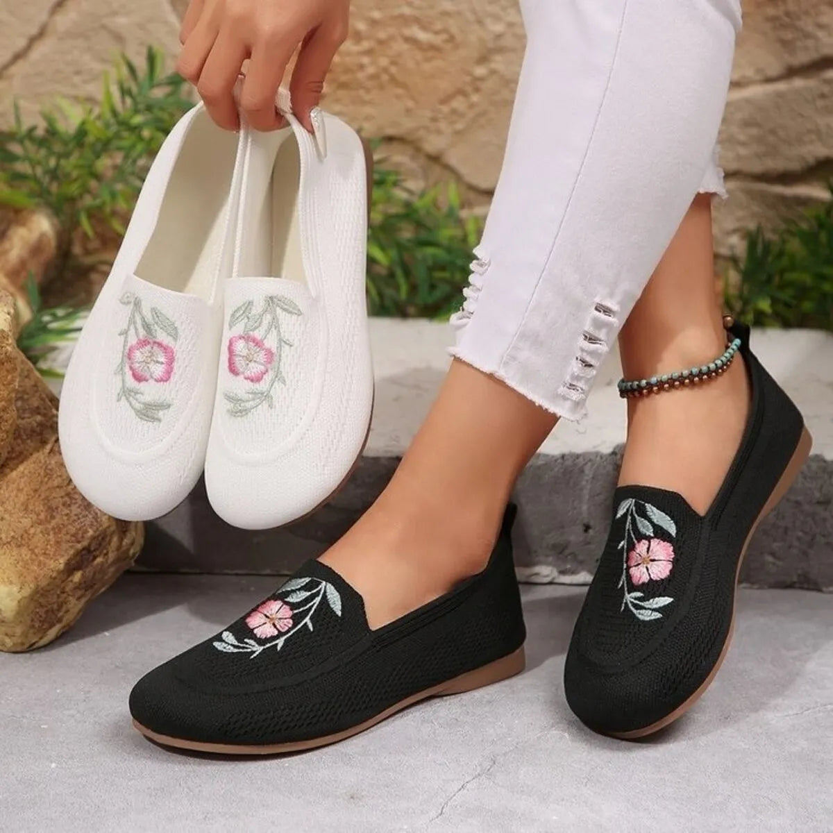 Embroidered Mesh Slip-Ons-135 Flats-Trendsi-[option4]-[option5]-[option6]-[option7]-[option8]-Shop-Boutique-Clothing-for-Women-Online