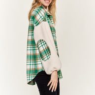 Multi plaid fuzzy sleeve jacket PLUS SIZE-Jade By Jane-[option4]-[option5]-[option6]-[option7]-[option8]-Shop-Boutique-Clothing-for-Women-Online