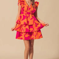 SO ME Floral V Neck Layered Dress with Elasticized Waist-Dresses-Trendsi-[option4]-[option5]-[option6]-[option7]-[option8]-Shop-Boutique-Clothing-for-Women-Online