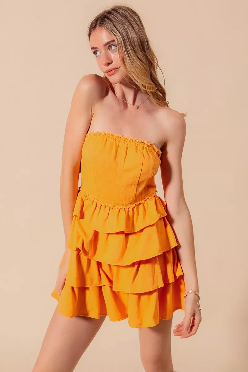 SO ME Strapless Ruffle Layered Game Day Cheer Up Dress-Dresses-Trendsi-[option4]-[option5]-[option6]-[option7]-[option8]-Shop-Boutique-Clothing-for-Women-Online
