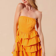 SO ME Strapless Ruffle Layered Game Day Cheer Up Dress-Dresses-Trendsi-[option4]-[option5]-[option6]-[option7]-[option8]-Shop-Boutique-Clothing-for-Women-Online