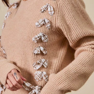 SO ME Checkered Plaid Tape Lace Up Ribbed Sweater-Sweaters-Trendsi-[option4]-[option5]-[option6]-[option7]-[option8]-Shop-Boutique-Clothing-for-Women-Online