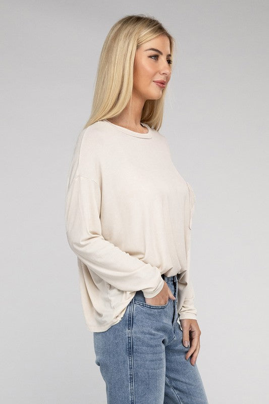 Zenana Washed Ribbed Dolman Sleeve Round Neck Top-ZENANA-[option4]-[option5]-[option6]-[option7]-[option8]-Shop-Boutique-Clothing-for-Women-Online