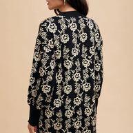 Annie Wear Floral Jacquard Round Neck Sweater Dress-Dresses-Trendsi-[option4]-[option5]-[option6]-[option7]-[option8]-Shop-Boutique-Clothing-for-Women-Online