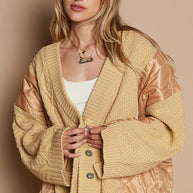 POL Quilting Patch Button Up Cable Knit Jacket-Coats & Jackets-Trendsi-[option4]-[option5]-[option6]-[option7]-[option8]-Shop-Boutique-Clothing-for-Women-Online