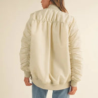 MABLE Back Ruched Utiltiy Bomber Jacket-Jackets-Trendsi-[option4]-[option5]-[option6]-[option7]-[option8]-Shop-Boutique-Clothing-for-Women-Online