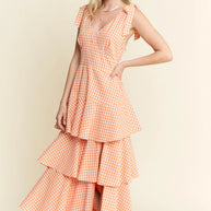 Jade By Jane Sleeveless Gingham Print Tiered Midi Dress-Dresses-Trendsi-[option4]-[option5]-[option6]-[option7]-[option8]-Shop-Boutique-Clothing-for-Women-Online