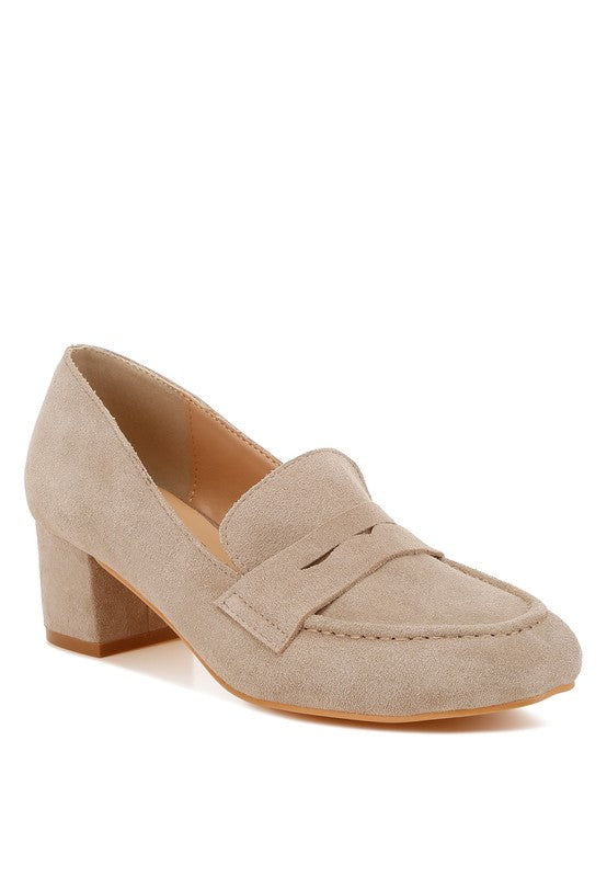 Astra Block Heel Genuine Suede Loafers-Rag Company-[option4]-[option5]-[option6]-[option7]-[option8]-Shop-Boutique-Clothing-for-Women-Online